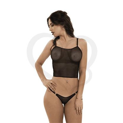 Set de Musculosa y Tanga de Red Seductora